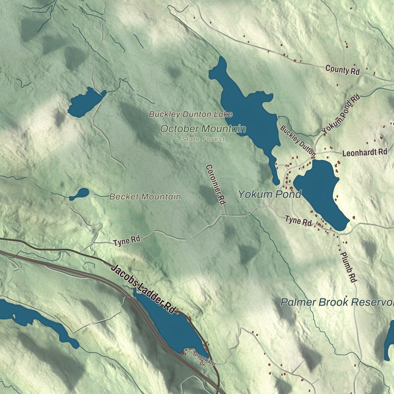 Terrain and local geography detail from the Becket, Massachusetts map