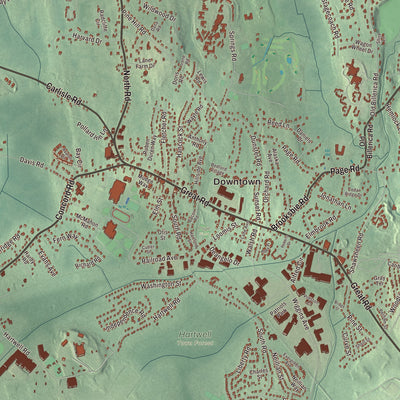 Street and neighborhood detail from the Bedford, Massachusetts map