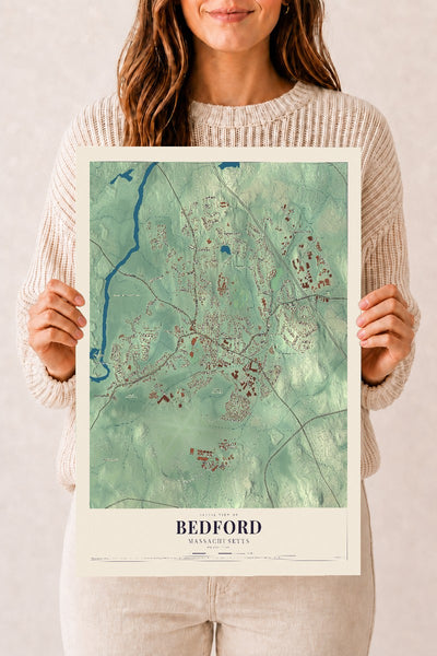 Bedford, Massachusetts map print - 12 x 18 archival matte print