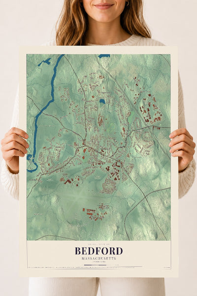 Bedford, Massachusetts map print - 18 x 24 archival matte print