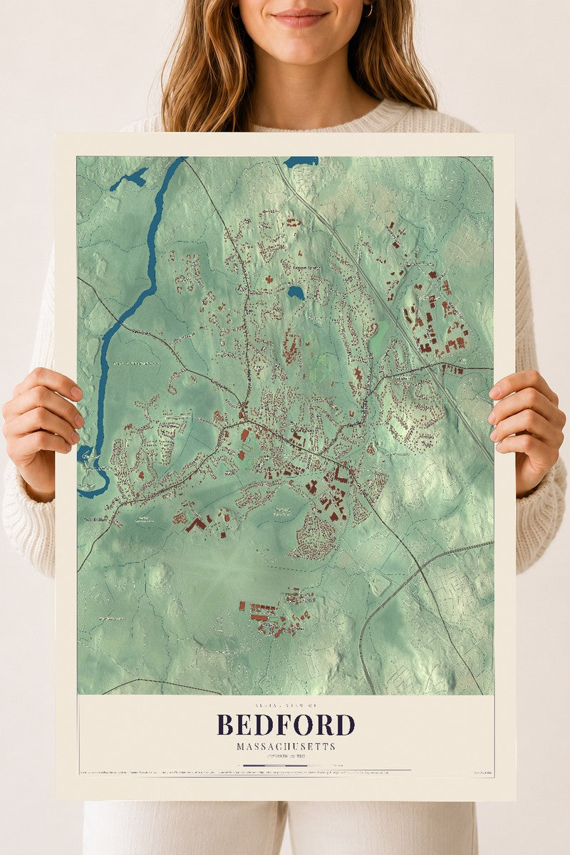 Bedford, Massachusetts map print - 18 x 24 archival matte print
