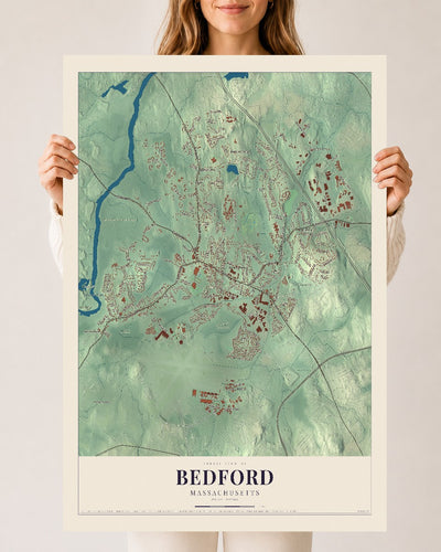 Bedford, Massachusetts map print - 24 x 36 archival matte print