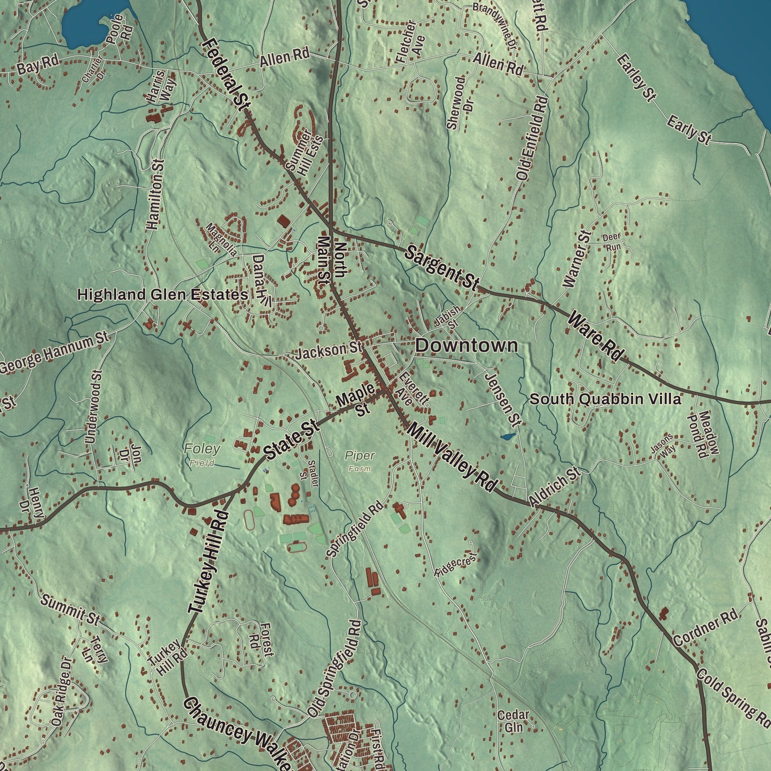 Street and neighborhood detail from the Belchertown, Massachusetts map