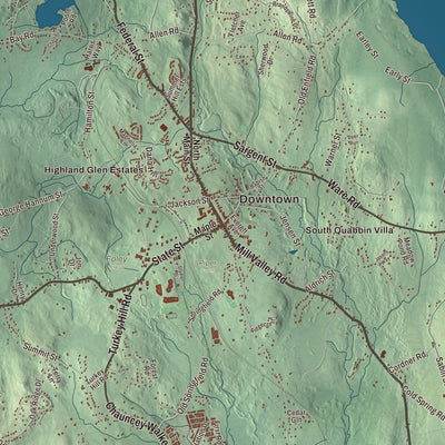 Street and neighborhood detail from the Belchertown, Massachusetts map