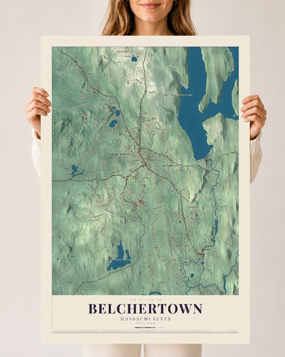 Belchertown, Massachusetts map print - 24 x 36 archival matte print
