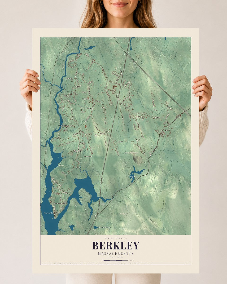 Berkley, Massachusetts map print - 24 x 36 archival matte print