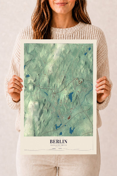 Berlin, Massachusetts map print - 12 x 18 archival matte print