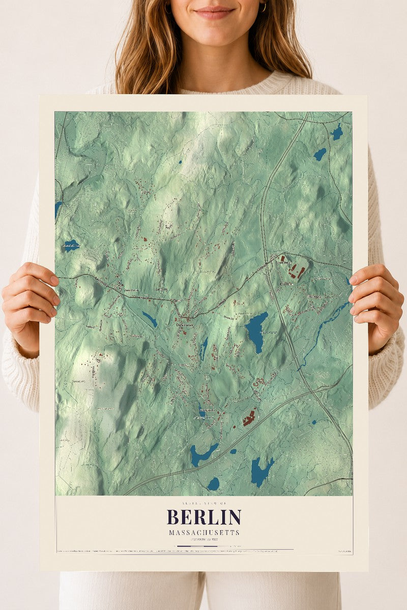 Berlin, Massachusetts map print - 18 x 24 archival matte print