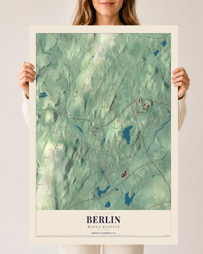 Berlin, Massachusetts map print - 24 x 36 archival matte print