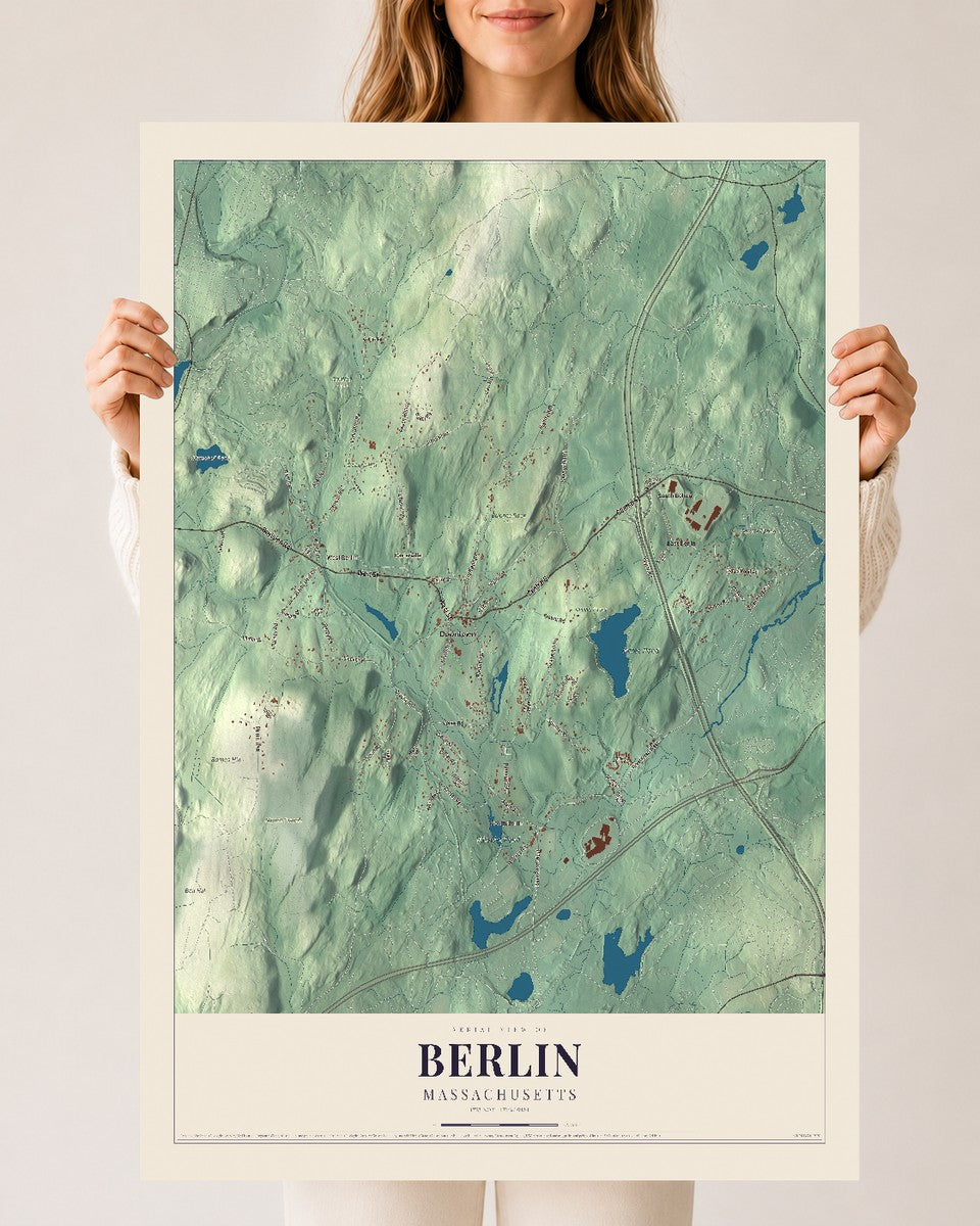 Berlin, Massachusetts map print - 24 x 36 archival matte print