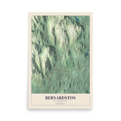 Map of Bernardston, Massachusetts, 12 x 18 inch unframed archival matte print