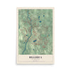 Map of Billerica, Massachusetts, 12 x 18 inch unframed archival matte print