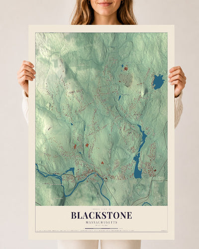Blackstone, Massachusetts map print - 24 x 36 archival matte print