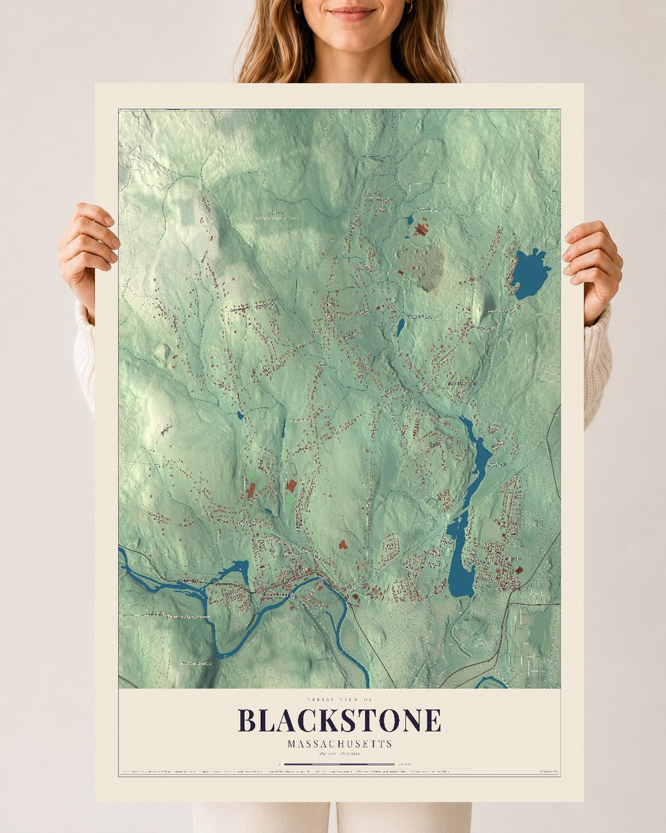 Blackstone, Massachusetts map print - 24 x 36 archival matte print
