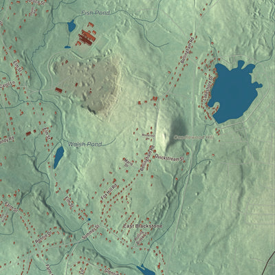 Terrain and local geography detail from the Blackstone, Massachusetts map