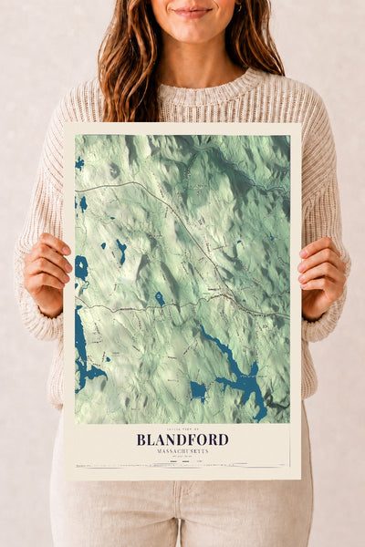 Blandford, Massachusetts map print - 12 x 18 archival matte print