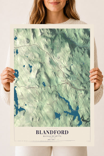 Blandford, Massachusetts map print - 18 x 24 archival matte print