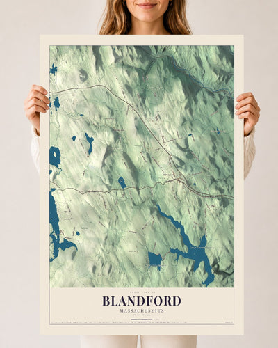 Blandford, Massachusetts map print - 24 x 36 archival matte print