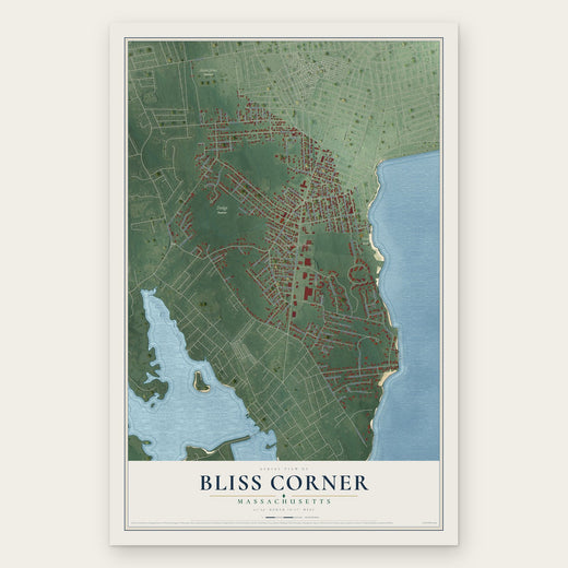 Bliss Corner, Massachusetts map print, the full design