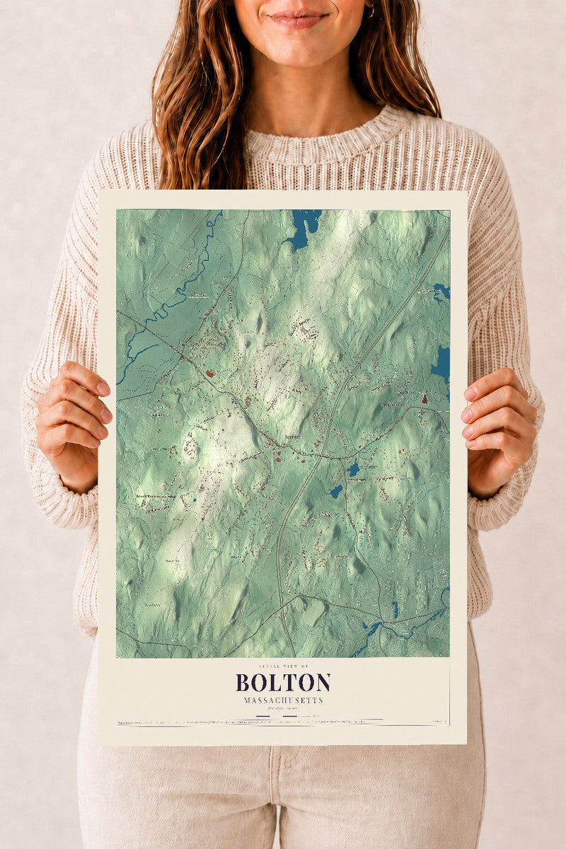 Bolton, Massachusetts map print - 12 x 18 archival matte print