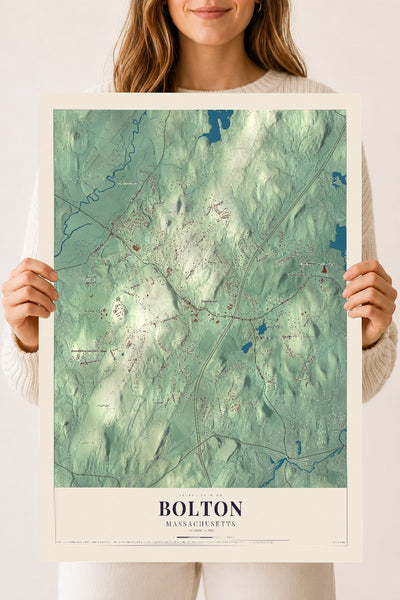 Bolton, Massachusetts map print - 18 x 24 archival matte print