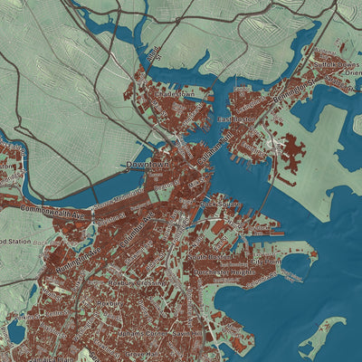 Street and neighborhood detail from the Boston, Massachusetts map