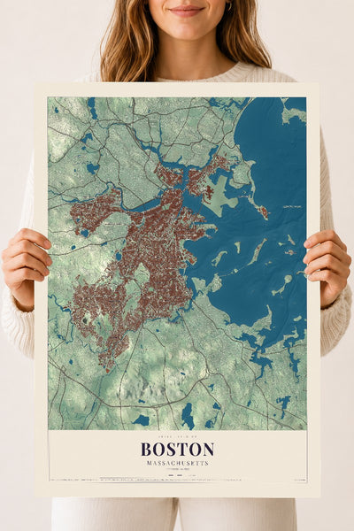 Boston, Massachusetts map print - 18 x 24 archival matte print