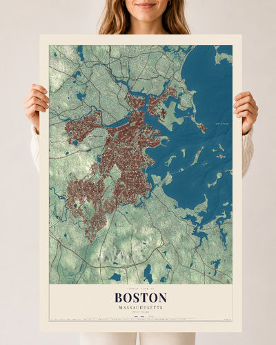 Boston, Massachusetts map print - 24 x 36 archival matte print