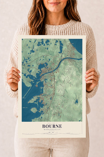 Bourne, Massachusetts map print - 12 x 18 archival matte print