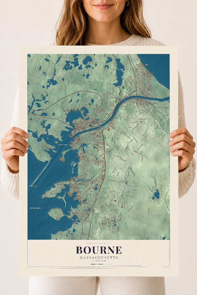 Bourne, Massachusetts map print - 18 x 24 archival matte print