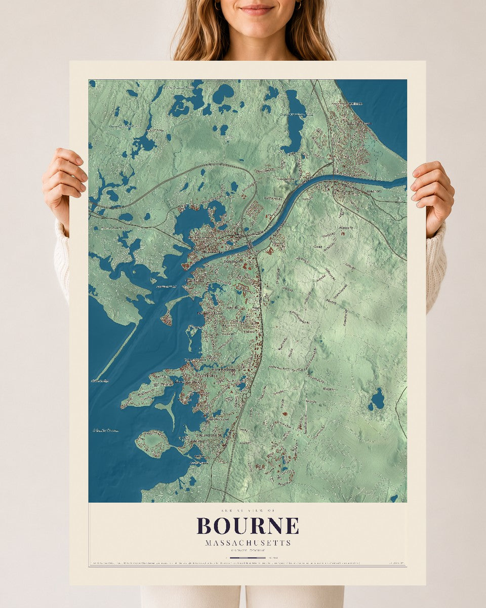 Bourne, Massachusetts map print - 24 x 36 archival matte print