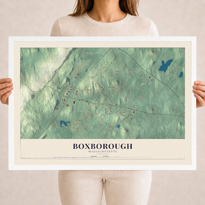 Boxborough, Massachusetts map print - 18 x 24 white Ayous wood frame