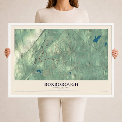 Boxborough, Massachusetts map print - 24 x 36 white Ayous wood frame