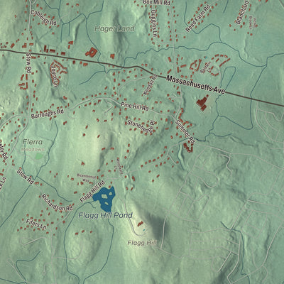 Terrain and local geography detail from the Boxborough, Massachusetts map