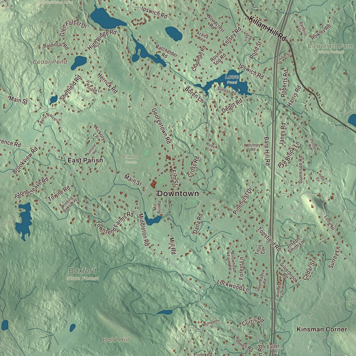 Street and neighborhood detail from the Boxford, Massachusetts map
