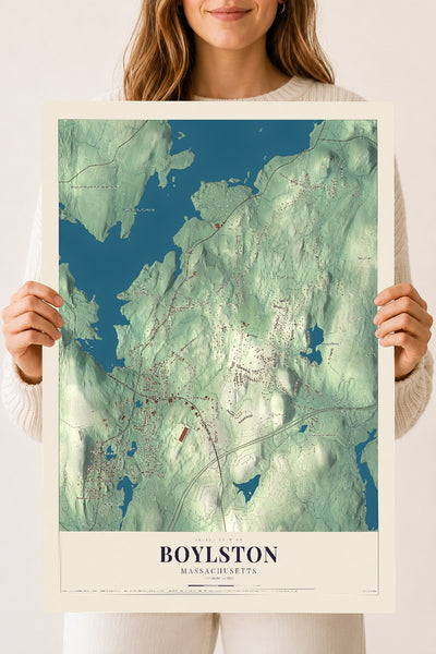 Boylston, Massachusetts map print - 18 x 24 archival matte print