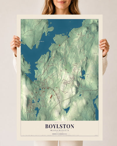 Boylston, Massachusetts map print - 24 x 36 archival matte print