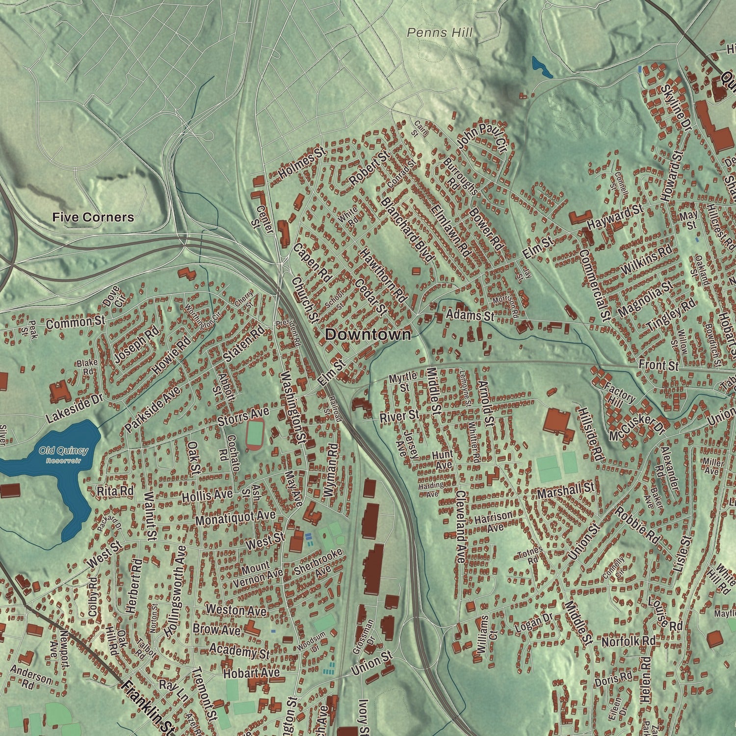 Street and neighborhood detail from the Braintree, Massachusetts map