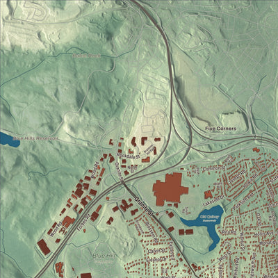 Terrain and local geography detail from the Braintree, Massachusetts map