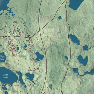 Terrain and local geography detail from the Brewster, Massachusetts map
