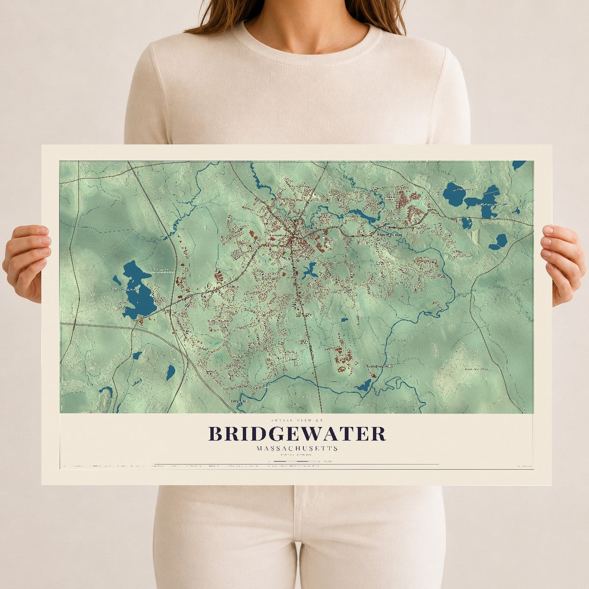 Bridgewater, Massachusetts map print - 12 x 18 archival matte print