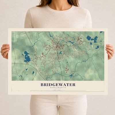 Bridgewater, Massachusetts map print - 12 x 18 archival matte print