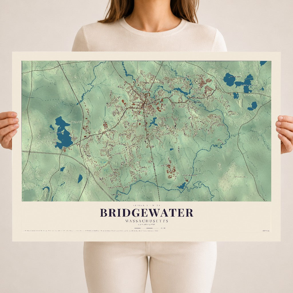 Bridgewater, Massachusetts map print - 18 x 24 archival matte print