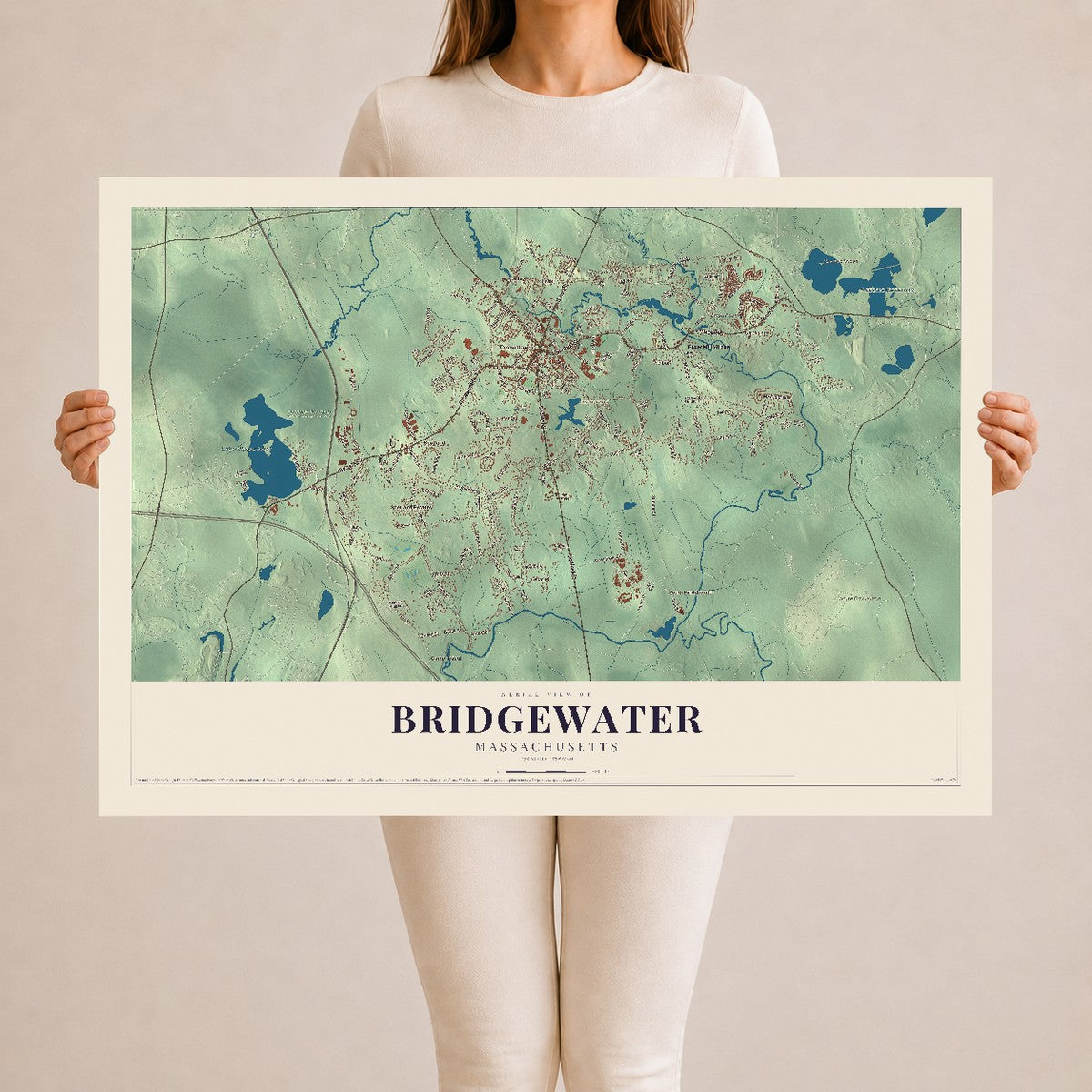 Bridgewater, Massachusetts map print - 24 x 36 archival matte print