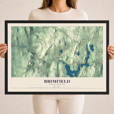 Brimfield, Massachusetts map print - 18 x 24 black Ayous wood frame