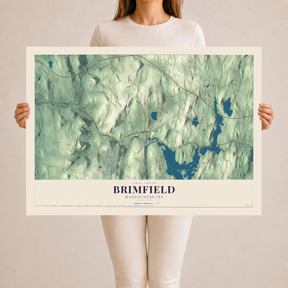 Brimfield, Massachusetts map print - 24 x 36 archival matte print