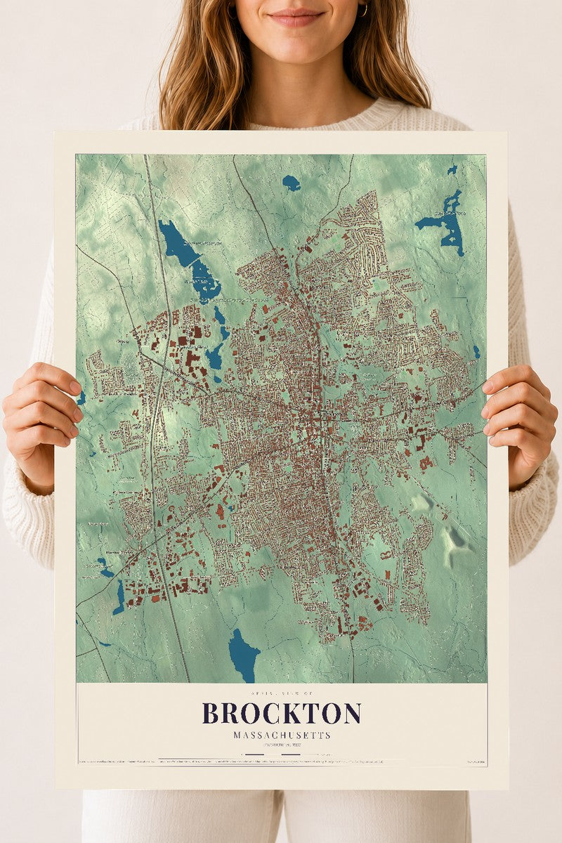 Brockton, Massachusetts map print - 18 x 24 archival matte print