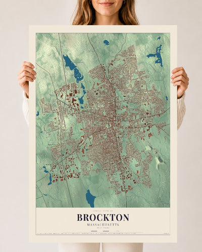 Brockton, Massachusetts map print - 24 x 36 archival matte print