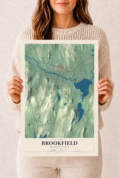 Brookfield, Massachusetts map print - 12 x 18 archival matte print