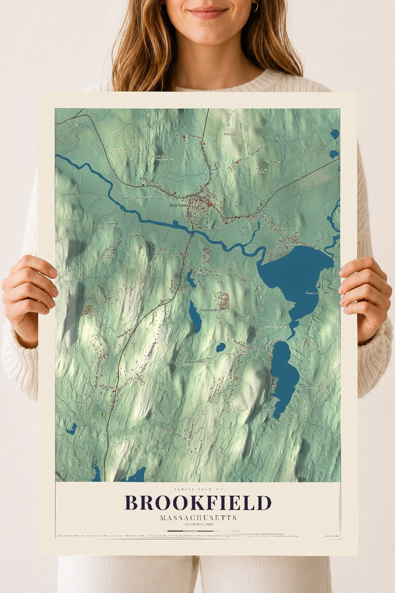 Brookfield, Massachusetts map print - 18 x 24 archival matte print
